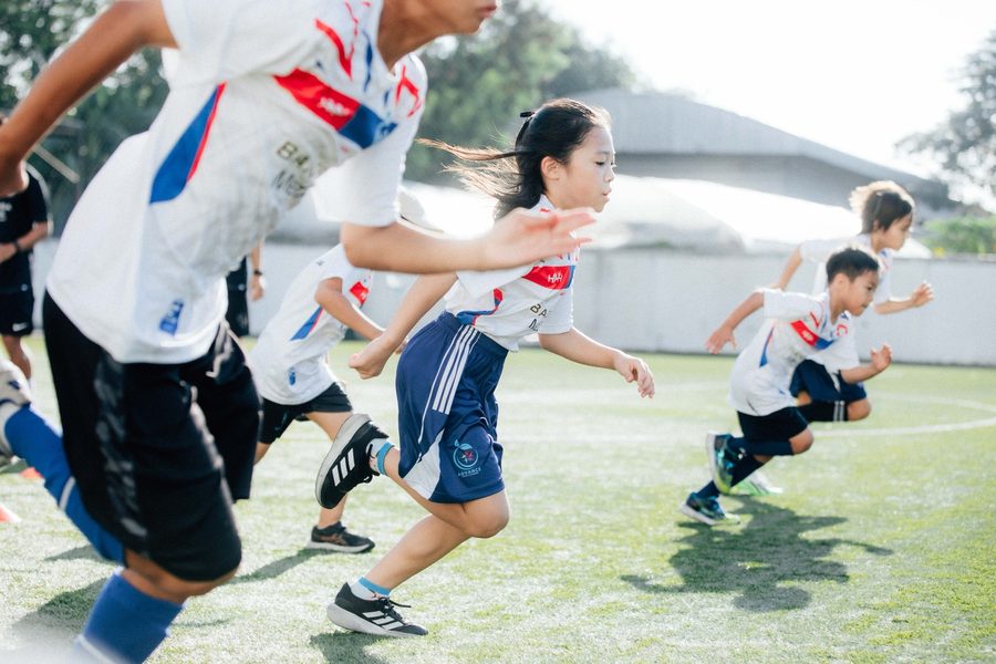 Children sprinting at full speed